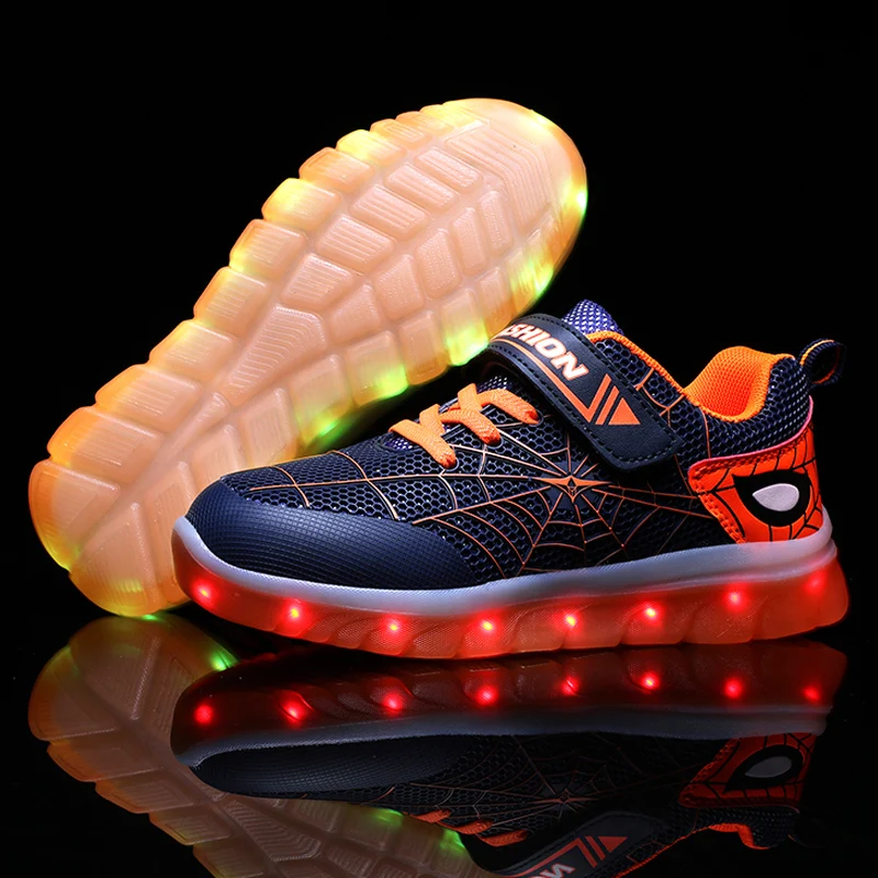 Children Skate Shoes Little Gilrs Summer 2021 Sports Baby Fashion Boy Casual Sneakers Glowing Light LED Kids Toddler Flats Boots