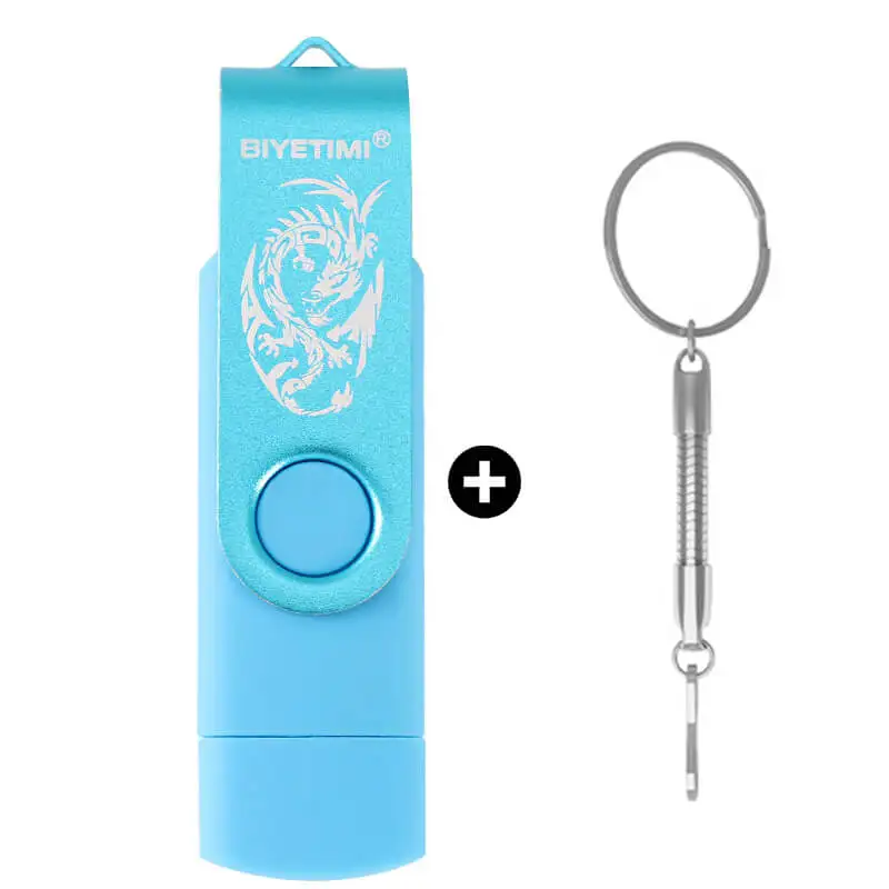 light blue Флеш-накопитель Biyetimi OTG 32GB 2,0 usb флеш-накопитель memoria Cel для Android для смартфона, ПК - Цвет: light blue