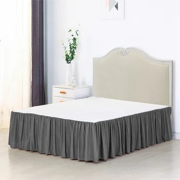 

Lychee 1PC Bed Skirt with Surface Queen King Easy On/Easy Off Solid Bed Skirt 35cm Height for Home Hotel Use