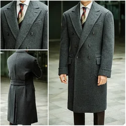 Winter  Thick Woolen Overcoat For Men Double Breasted England Style Cacual Formal Fashion Notched Thicken Men Suits&Jacket