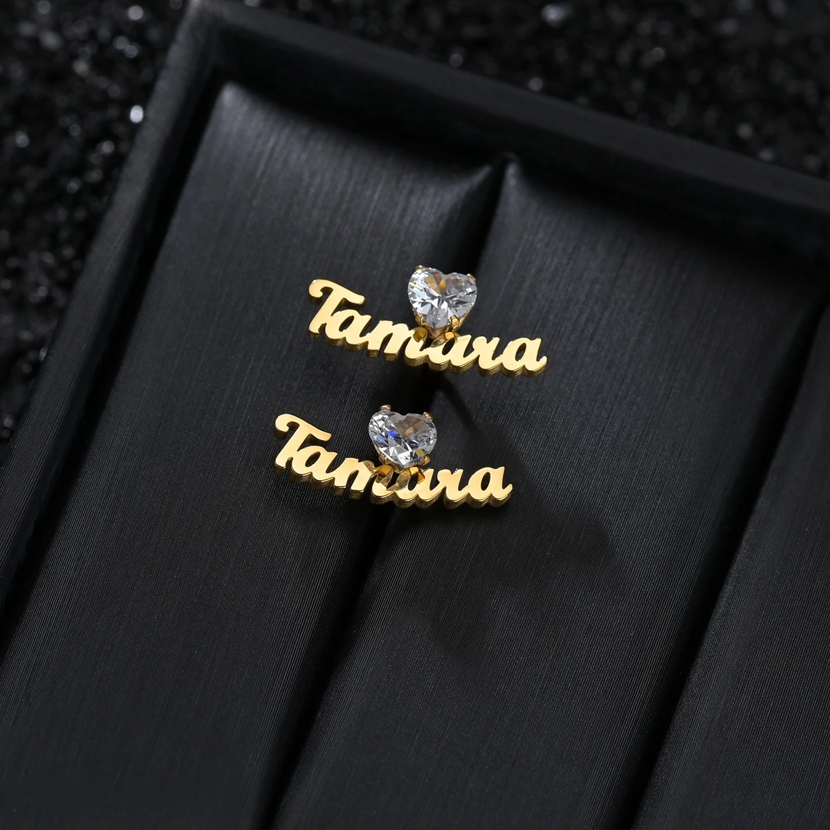 

Customized Nameplate Heart Earring Personalized Stud Earrings With Stone Stud For Women Girl Trendy New Jewelry Birthday Gifts