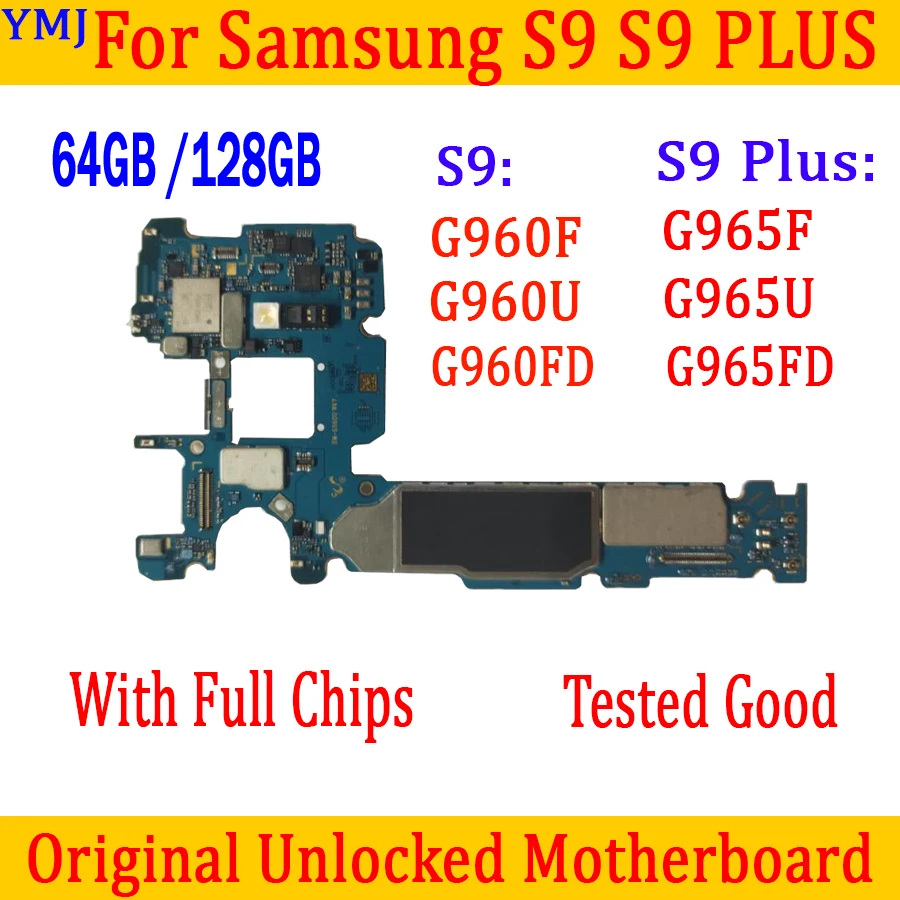 

High Quality For Samsung Galaxy S9 Plus Motherboard G965F G960F G965U G960U G965FD G960FD Mainboard Original Unlocked Full Chips