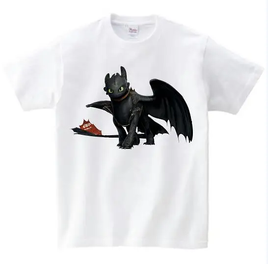 white childreT-shirt Футболка без зубика с карманом; милые топы; футболка с рисунком «Как приручить дракона»; летняя детская футболка в подарок на день рождения; унисекс - Цвет: white childreT-shirt