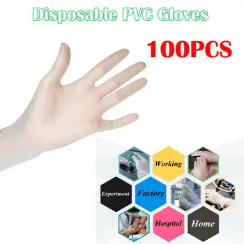 

Outdoor 100 Pcs Thin Transparent Disposable PVC Gloves Dishwashing/Kitchen/Medical Garden Gloves Universal Cleaning