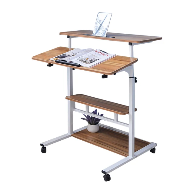 Portable Computer Table Adjustable Laptop Desk Study Table Bed Table Can be Lifted Standing Desk 80*40CM Acient Oak
