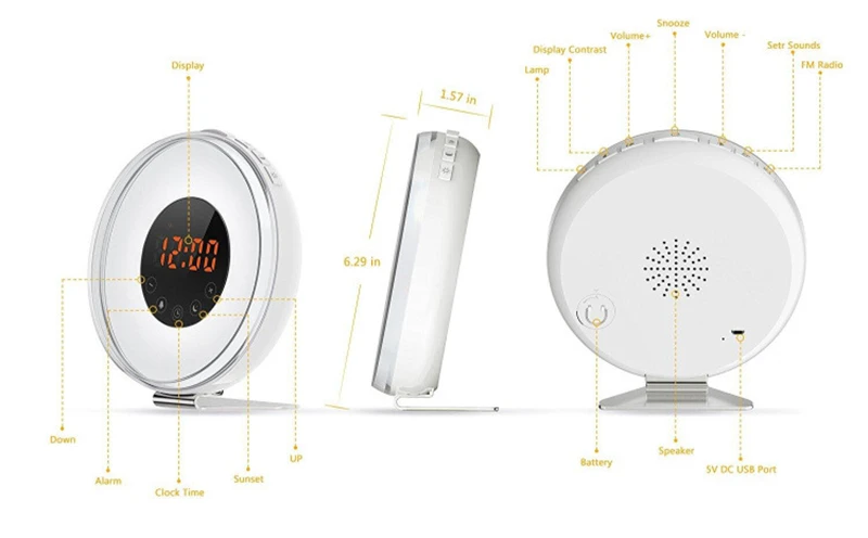 Сенсорный пробуждающий свет Цифровой Красочный будильник атмосфера прикроватная лампа Sunrise Sunset Memory Radio Sleep Light новые подарки