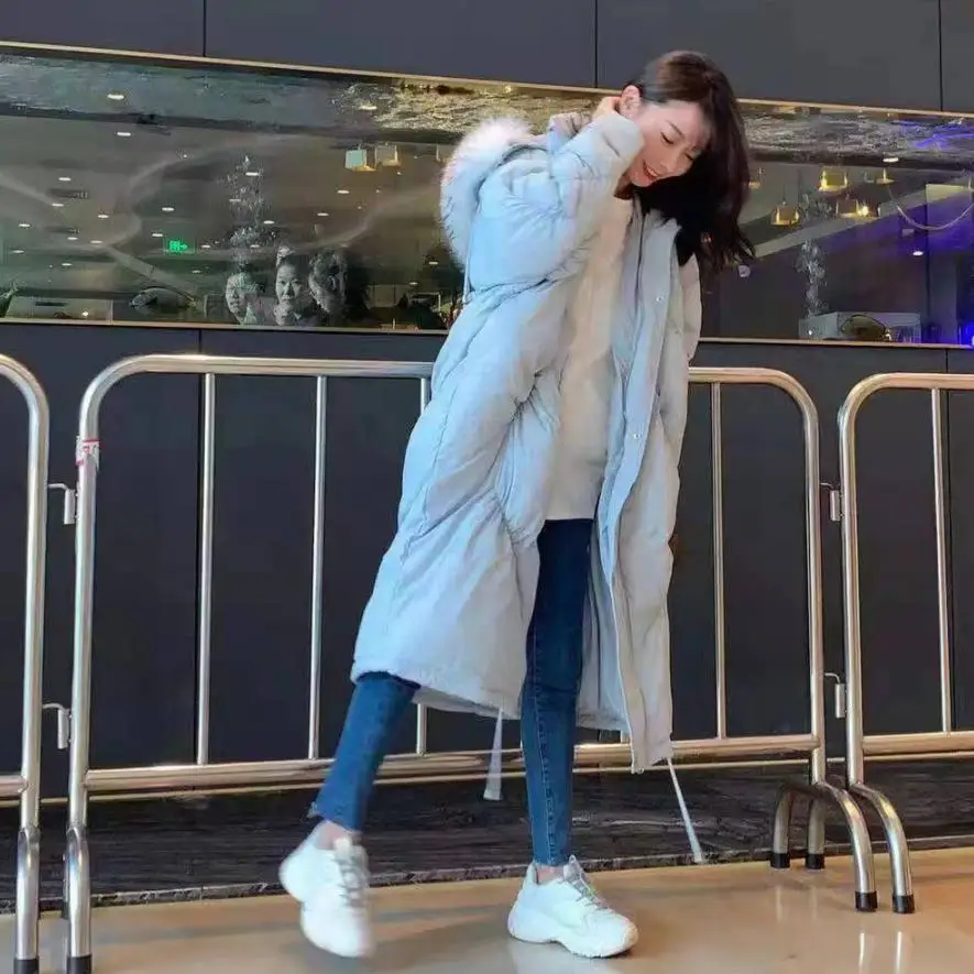 Winter thick warm fluffy bread style white duck down coat female fashion casual oversied hooded warm down parkas coats F337