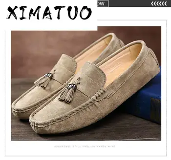 

New Suede Leather Men Loafers Moccasins Designer Men Casual Shoes High Quality Breathable Flat Boat Men Shoes Size 38-44