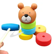 2-в-1 деревянная детская игрушка радуга Цвет Детский костюм с изображением медведя и ворс башня игровых аксессуаров для детей Классические Детские обучающие игрушки W923