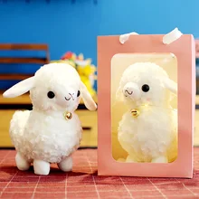 Peluche courte en forme de mouton, poupée debout avec clochette, Style dessin animé, cadeau d'anniversaire pour enfants, 23cm 33cm 43cm