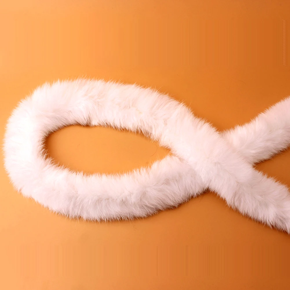 Пушистый искусственный мех кролика ленты кружевное шитье ленточка аксессуары костюм пуховик DIY пушистый - Цвет: Белый