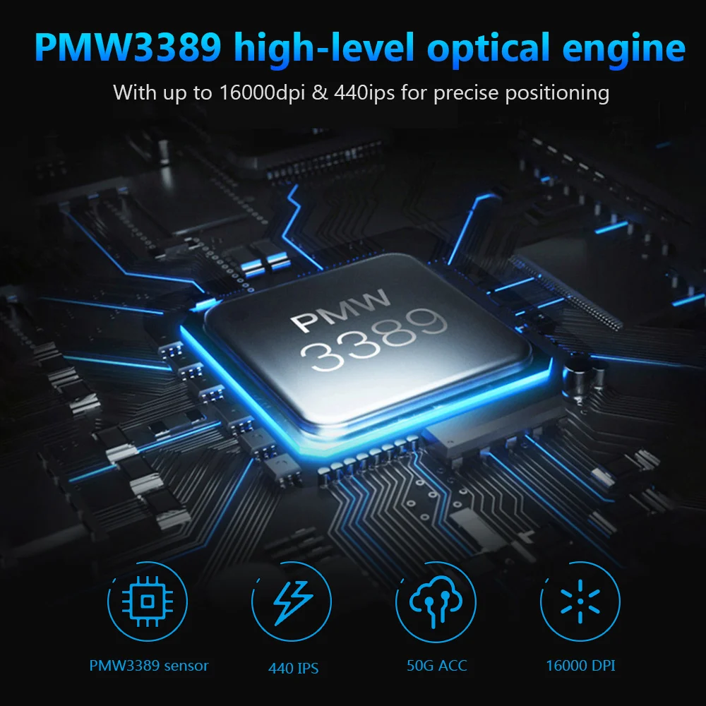 DAREU EM945 PMW3389 Sensor Gaming Mouse 16000DPI 440IPS KBS button Wired Mice with OLED Screen & DIY Side button For FPS Gamer