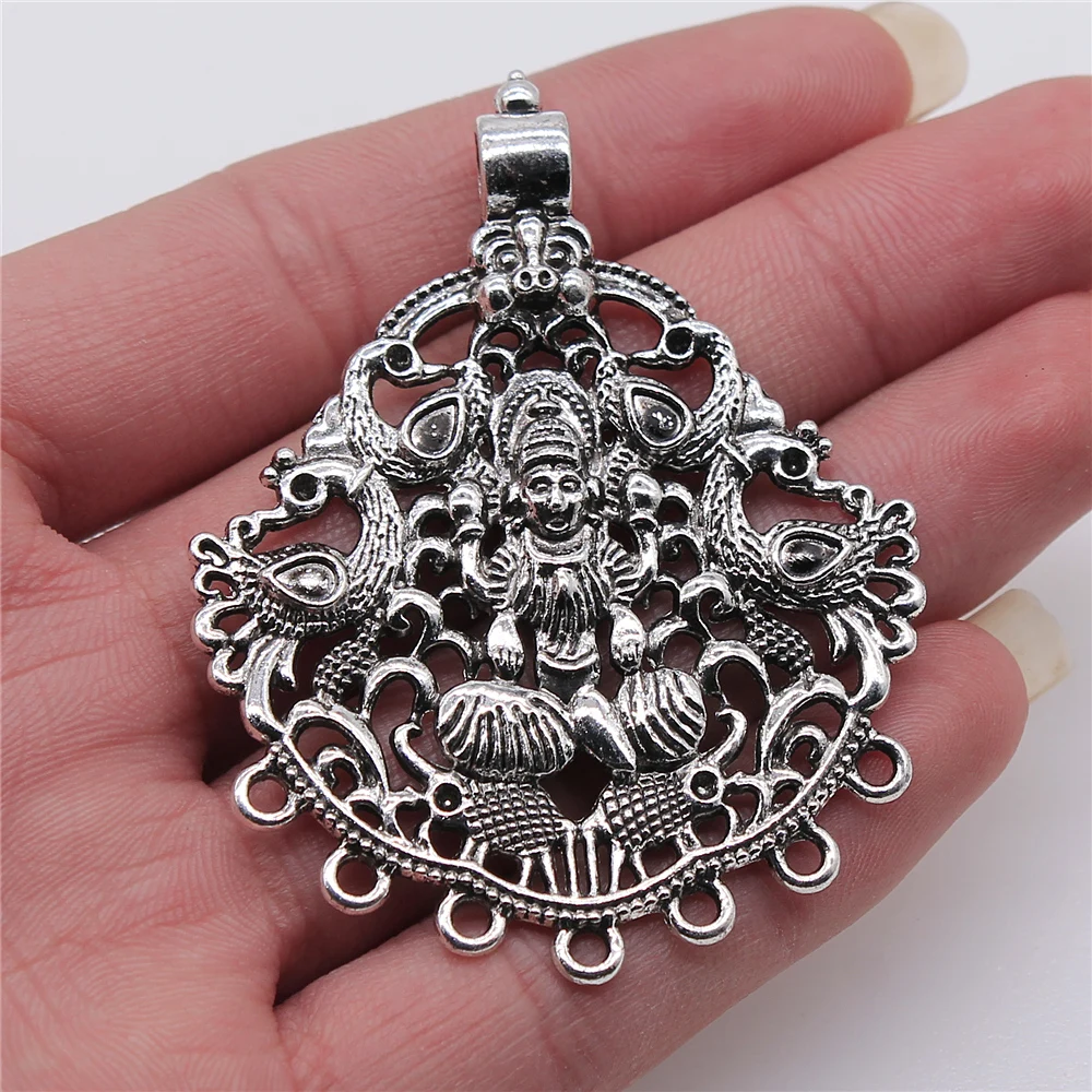 2pcs 49x63mm Charms Connector Big Indian Idol Shiva Antique Silver Color Alloy Diy Jewelry Making Accessories | Украшения и
