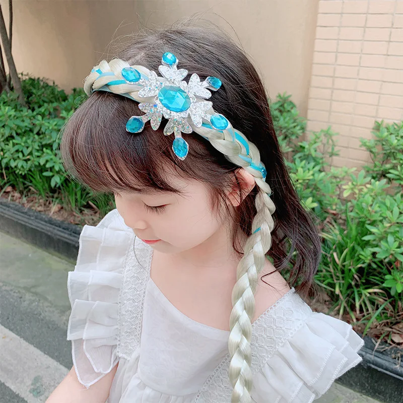 

Kids Makeup Toy Disney Princess Frozen Elsa Anna headband with braid Beauty Fashion Toys for Girl Birthday gift