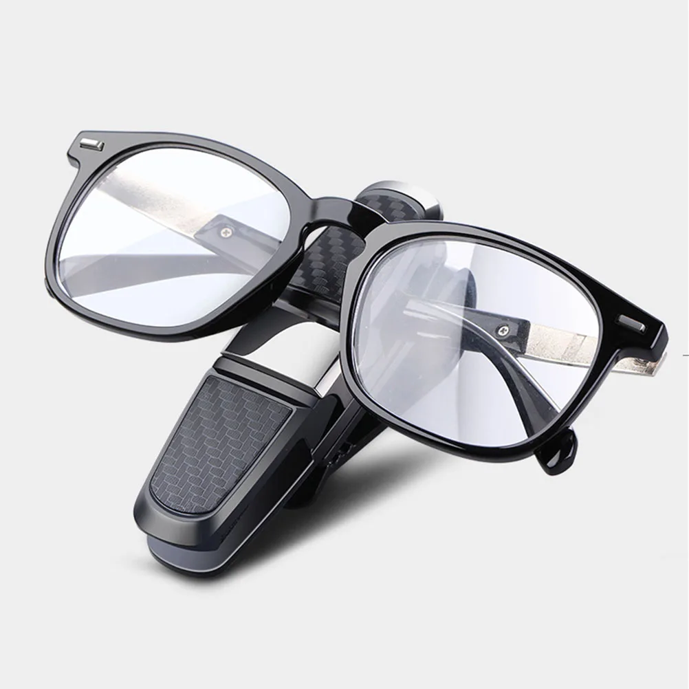 2 PCS Car Sun Visor Clip Holder Carbon Fiber Sunglasses Holder Clip Glasses Cage Storage Auto Accessories