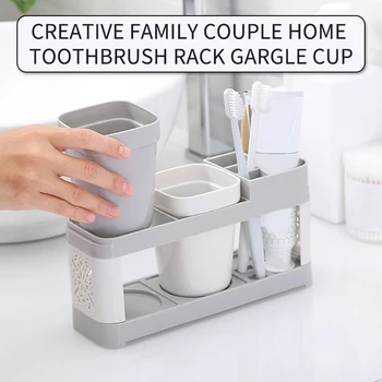 

Electric Toothbrush Holder Stand 2Cup Set Shelf Bathroom Toothpaste Storage Rack