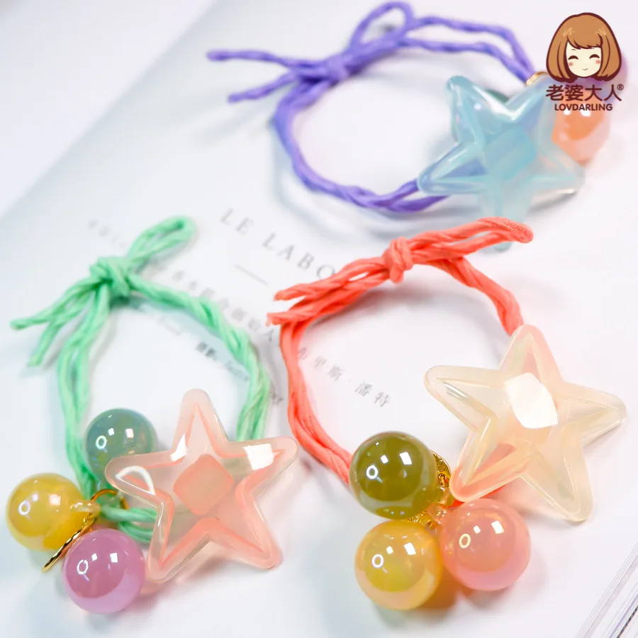 

His Wife Hipster Jelly Color Cool INS Simple GIRL'S Children Acrylic Five-pointed Star Hairband Hair Band