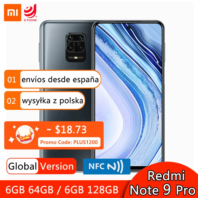 

Global Version Xiaomi Redmi Note 9 Pro 6GB 64GB / 128GB NFC Smartphone Snapdragon 720G Octa Core 64MP Quad Camera 6.67" 5020mAh