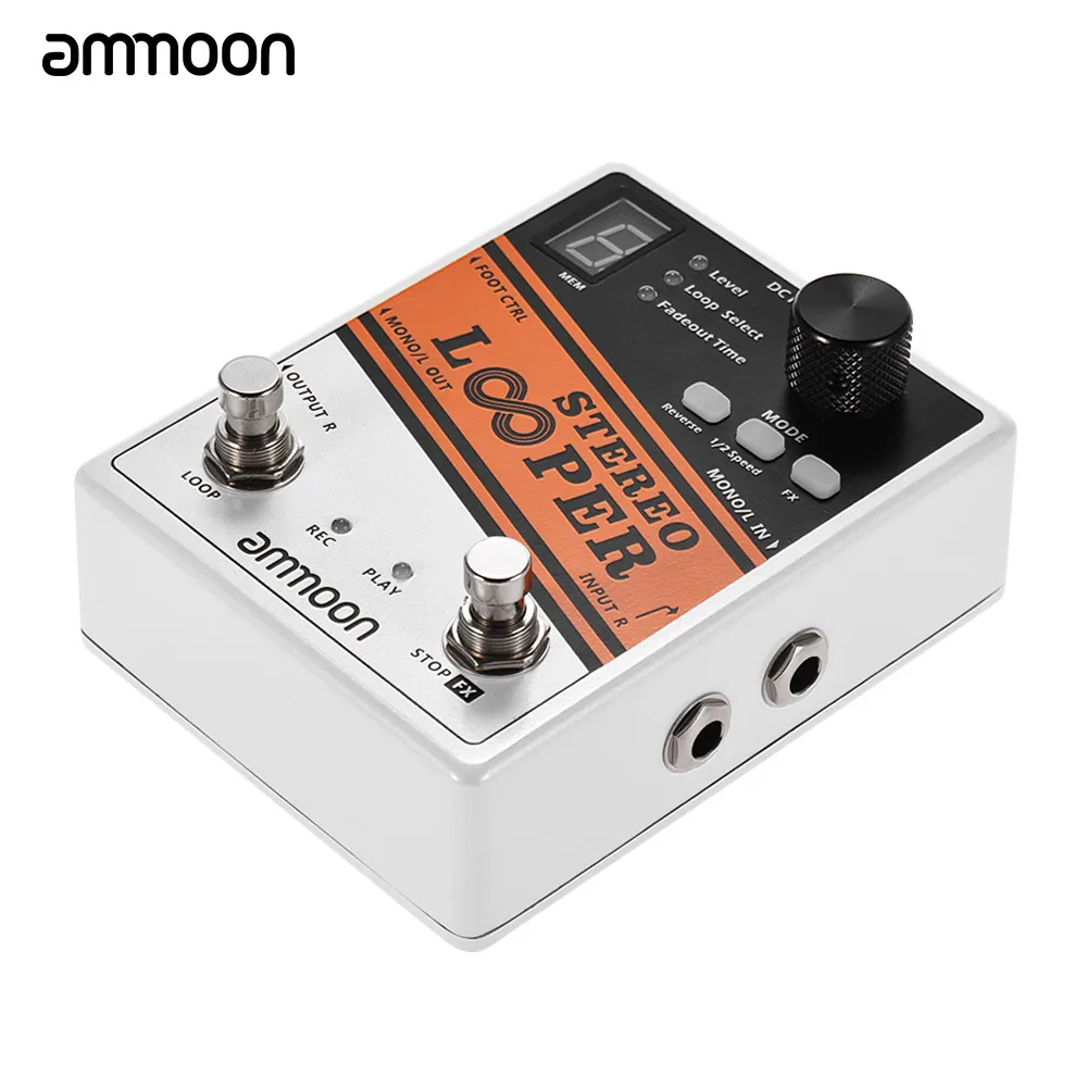 Высокое качество гитарные части ammoon STEREO LOOPER циклическая запись гитарный эффект педаль 10 независимых петель Макс. 10 мин время записи