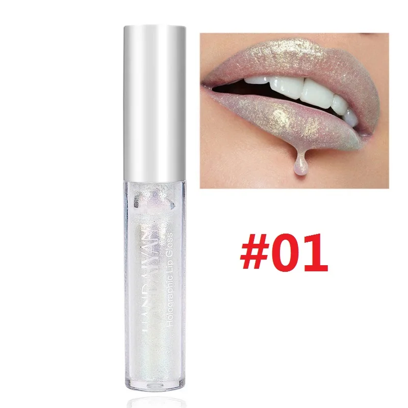 01 Glitter Liquid Lipstick Crystal Glow Lip Gloss Long Lasting Lip Tint Laser Holographic Lip Tattoo Lipstick Makeup Jelly Pigment - Цвет: 01