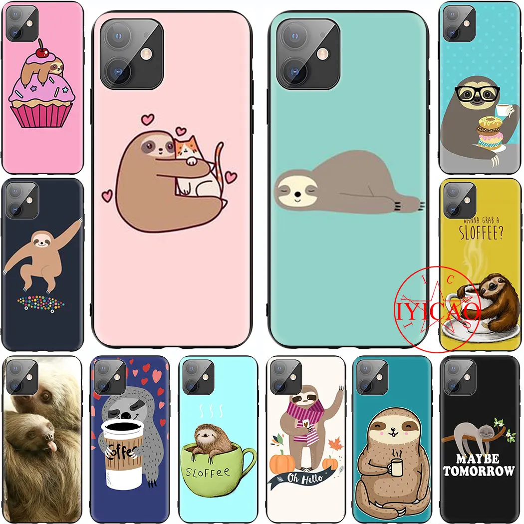 С кофеином животное Ленивец Мягкий силиконовый чехол для телефона iPhone 5 6 7 8 11 5S 6s