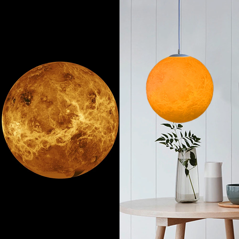 3D Подвесная лампа с Луной, креативный подвесной светильник с планетой, Рождественский домашний декор для детской спальни, гостиной, осветительная арматура - Цвет корпуса: Venus