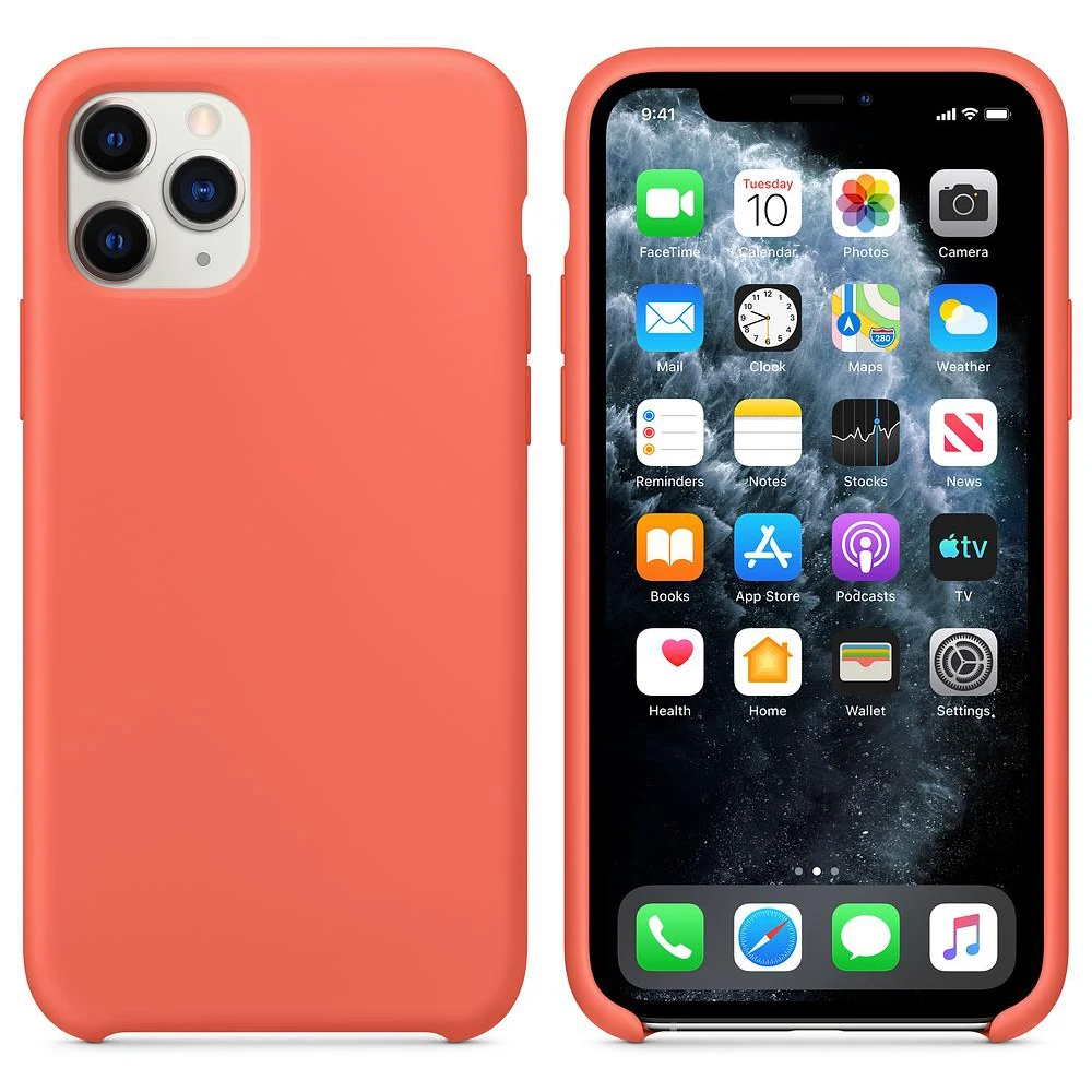 Силиконовый чехол, роскошный тонкий мягкий чехол для IPhone 11 Pro Max, чехол xs max xr x 8 7 6s plus, чехол с логотипом, резиновый противоударный силикагель - Цвет: Clementine (Orange)