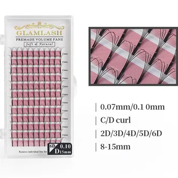 

GLAMLASH 2D3D4D5D6D Long Stem Lash Premade Russian Volume Fans Mink Eyelash Extensions Makeup
