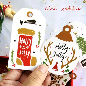 

20 Christmas Section Decorative Tag Snowflake Bell Modeling Gift Hanging Card Gift Packaging Message Card Christmas Paper Card