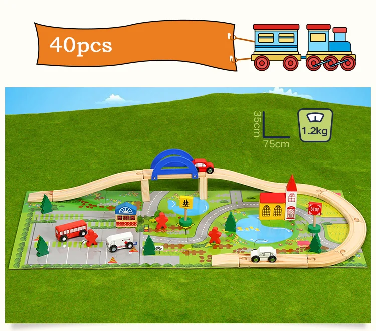 Деревянный поезд набор Детская деревянная железная дорога Волшебная дорожка Гибкие деревянные поезда транзитная деревянная железная дорога электрические игрушки поезда для детей