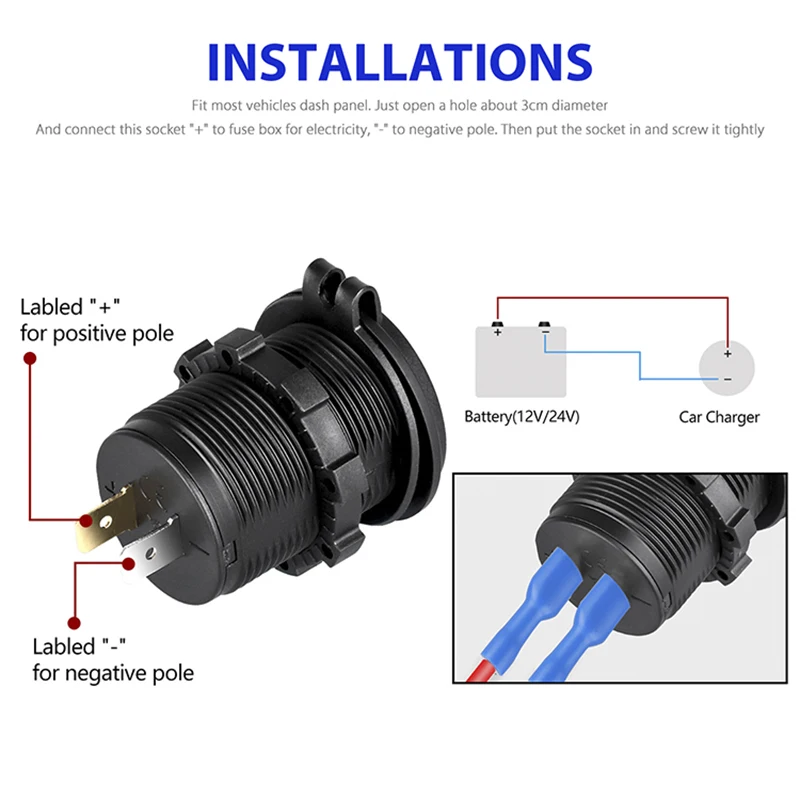   3.0  USB  ڵ   ׼  12V/24V PD QC3.0  ܼƮ, ġ  Led  