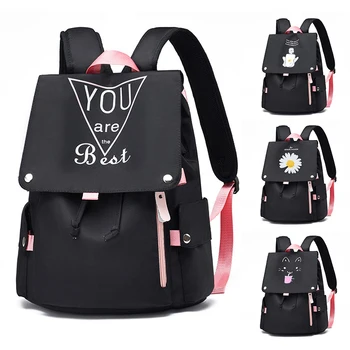 

Teenage girls school bags fashion black pink large school backpack waterproof book bag student girl luminous backpack