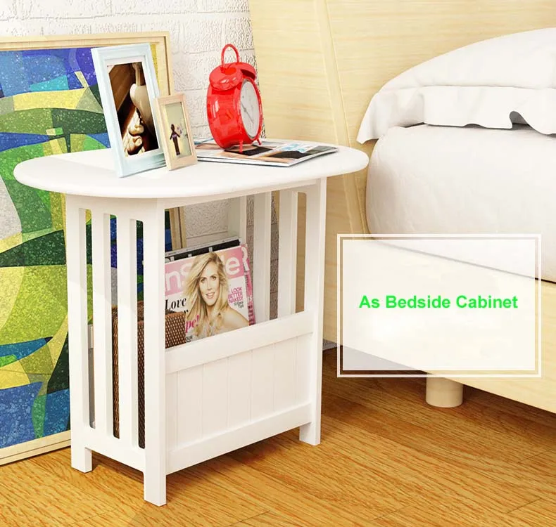  White color MDF Living Room Folding Coffee Table Sofa Side Round Table Multi Use Bedroom Washing Ro - 4000478784855