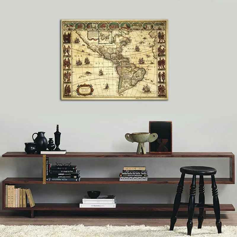 

Map of The Middle Ages Room Decor Vintage Poster Single Piece Canvas World Map Wall Decor Painting for Living Room Decoration