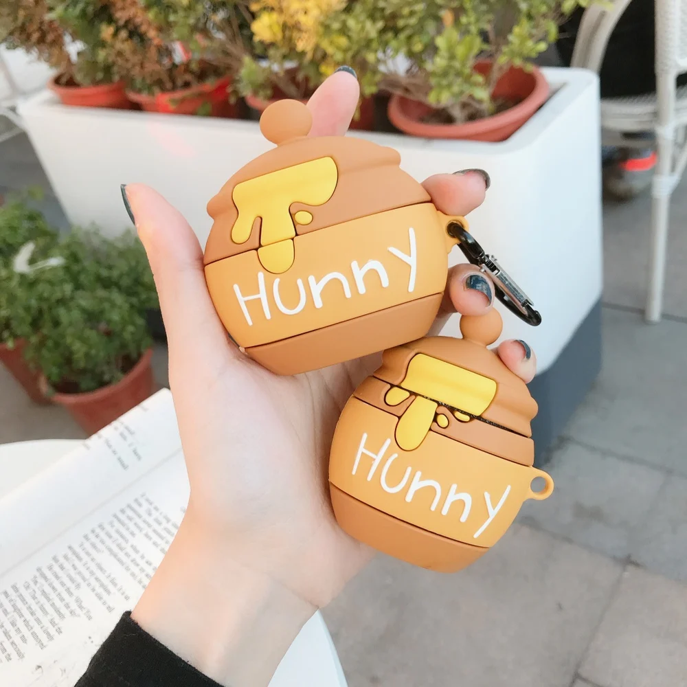Для airpods pro bluetooth Гарнитура 3D honey sugar pot беспроводной чехол для наушников для airPods 1 2 3 Мягкий силиконовый чехол с крючком