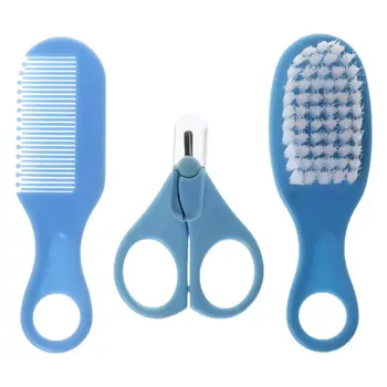 

1 1 Set Baby Grooming Brush Comb Scissors Professional Newborn Kids Nursing Care Nail Cutter Clippers Safe Portable Hair Head