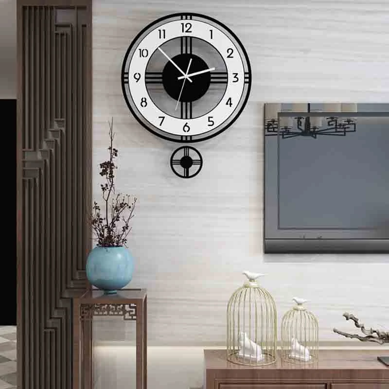 

Hot New Swingable Silent Large Wall Clock Modern Design Battery Operated Quartz Hanging Clocks Home Decor Kitchen