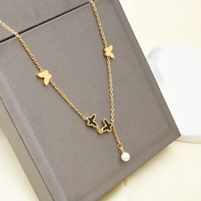 Ankle Chains 316L Stainless Steel New Fashion High-end Jewelry Numerous Butterflies Pearl Tassel Charm Chain Elegant Anklet For Women