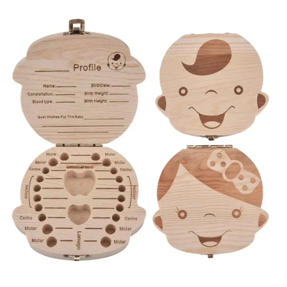 Деревянная детская лиственная коробка для хранения зубов пуповина Коллекционная коробка креативный деревянный сувенир сохранить подарок