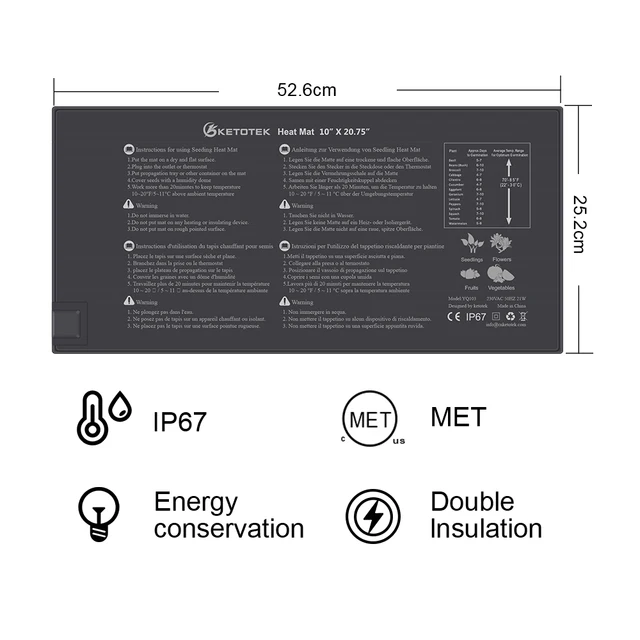 Eu Egyesült Királyság Usa Dugó Palánták Fűtés Szőnyeg Vízálló Meleg Párnák Növényi Vetőmag Csírázási Szaporodás Klónindító Pad - Image 2