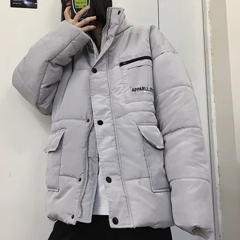 

Winter Jacket Women Big Pockets Parka Hip Pop Streetwear Stand Collar Overcoat Warm Thick Padded Coat Loose Oversize Outwear