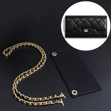 DIY Kit Real Cowhide Leather Chain+Insert Change Your Classic Long Flap Wallet To A Small Crossbody Purse