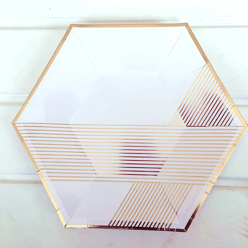 Hotstamp Lines Hexagon Shape 10 Inches Disposable Paper Plates for Party Occasion | Дом и сад