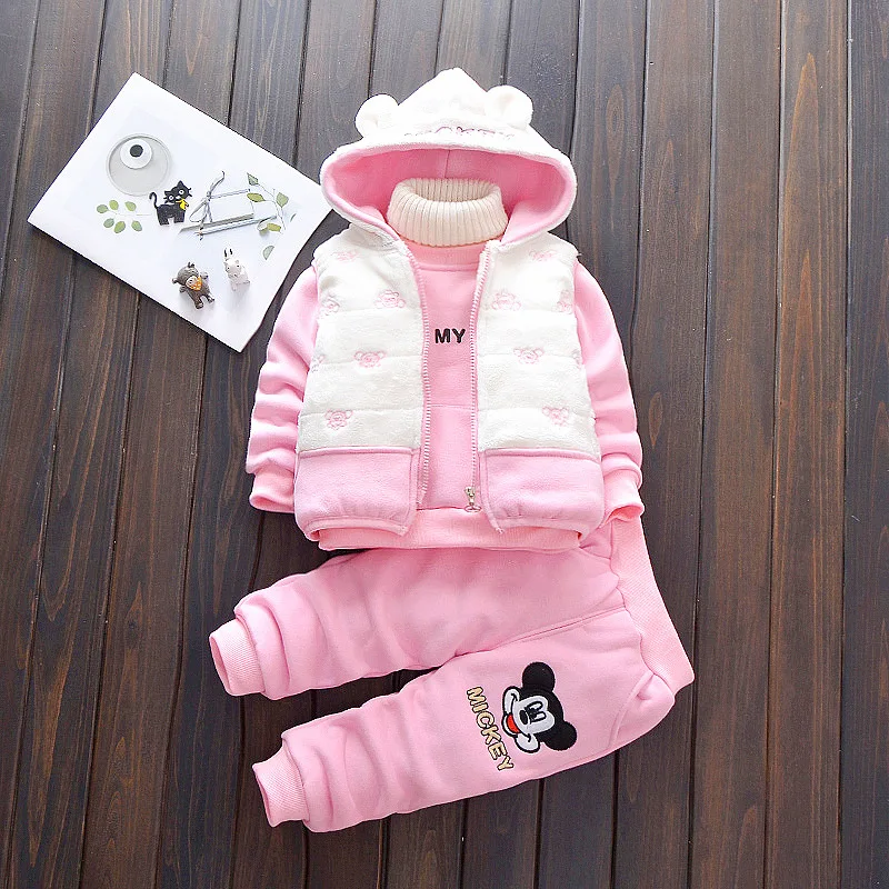 

2018 New Style Pure Cotton CHILDREN'S Sweater Brushed And Thick Three-piece Set-Can Open Files