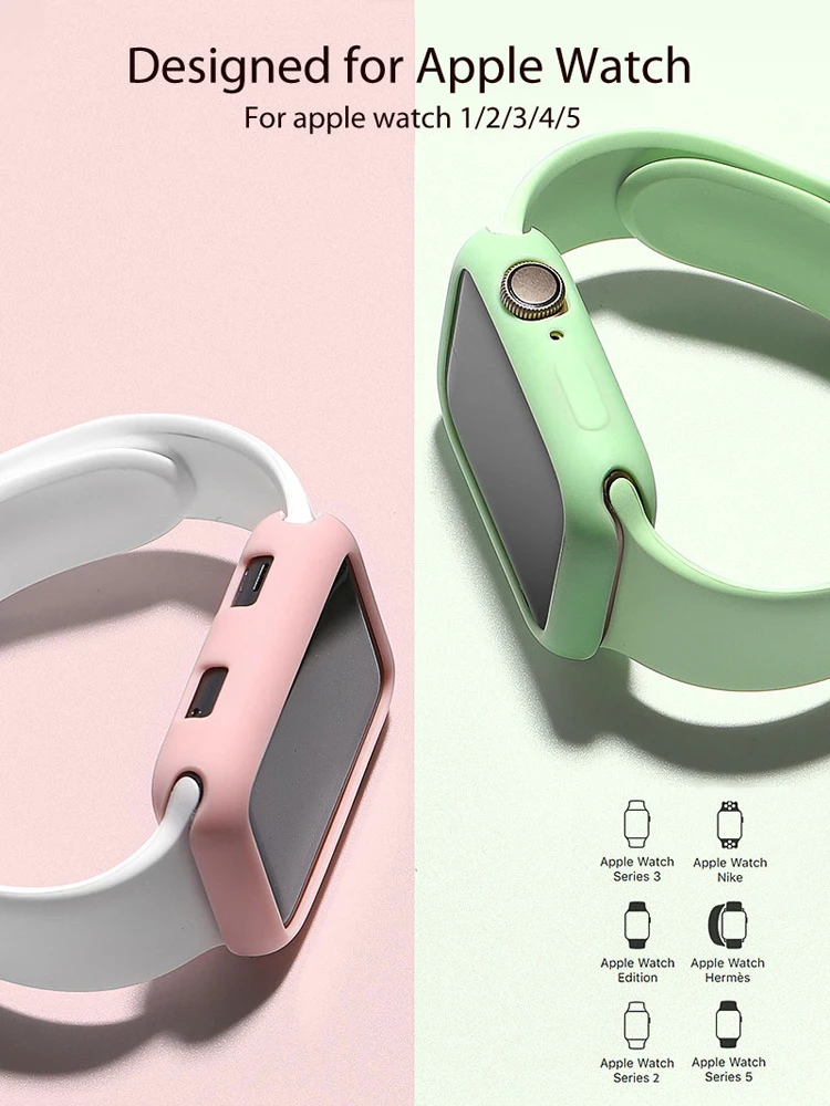 Силиконовый чехол для apple watch series 5, 4, 3, 2, 1, цветной защитный чехол для iWatch 38 мм, 42 мм, 40 мм, 44 мм, ультратонкий ремешок