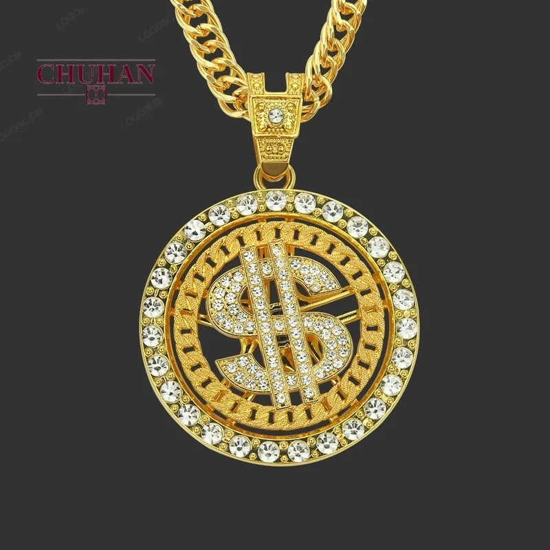 CHUHAN Hip Hop Street Trendy Men's Necklace US Dollar Rotating Pendant Nightclub Bar Performance Accessories C286 | Украшения и