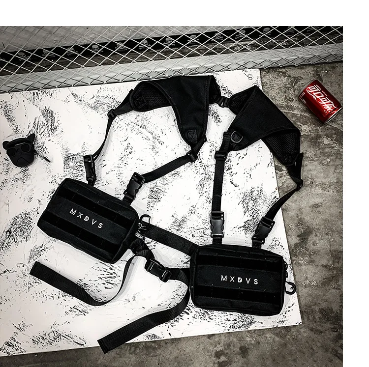 Мужской Тактический функциональный жилет в стиле хип-хоп, уличная сумка, нагрудная сумка, унисекс, Оксфорд, два кармана, Женская поясная