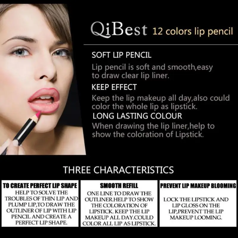 12 Colors In One Order lipstick pen Pencil For a Perfect Look Lip liner makeup cosmetic