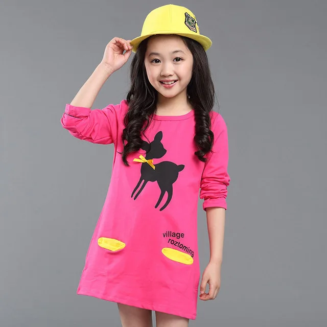 Детское платье для девочек хлопковая одежда в полоску с длинными рукавами для девочек весеннее Повседневное платье для девочек 4 От 6 до 14 лет 40 - Цвет: As Picture