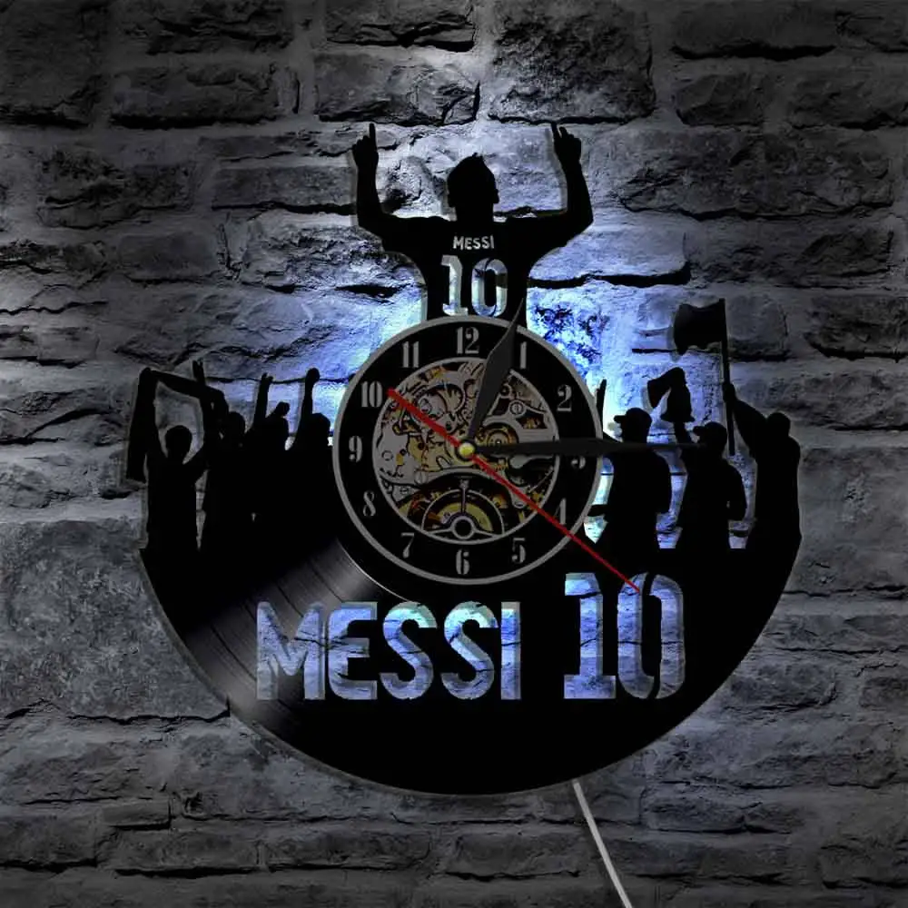 Виниловые настенные часы The King 10 Lionel Messi, Аргентина, футболист, часы, непробиваемые силы, футбол, легенда, подарок для фанатов Messi
